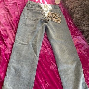 Blue Lace Up Jeans